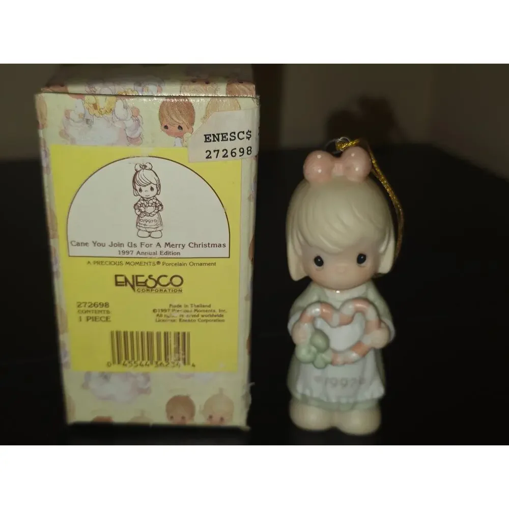 Precious Moments Cane You Join Us‎ For A Merry Christmas Ornament 1997 272698